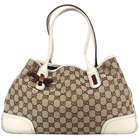 gucci 163805|Gucci GG Canvas Princey Ribbon Shoulder Bag Tote 163805.